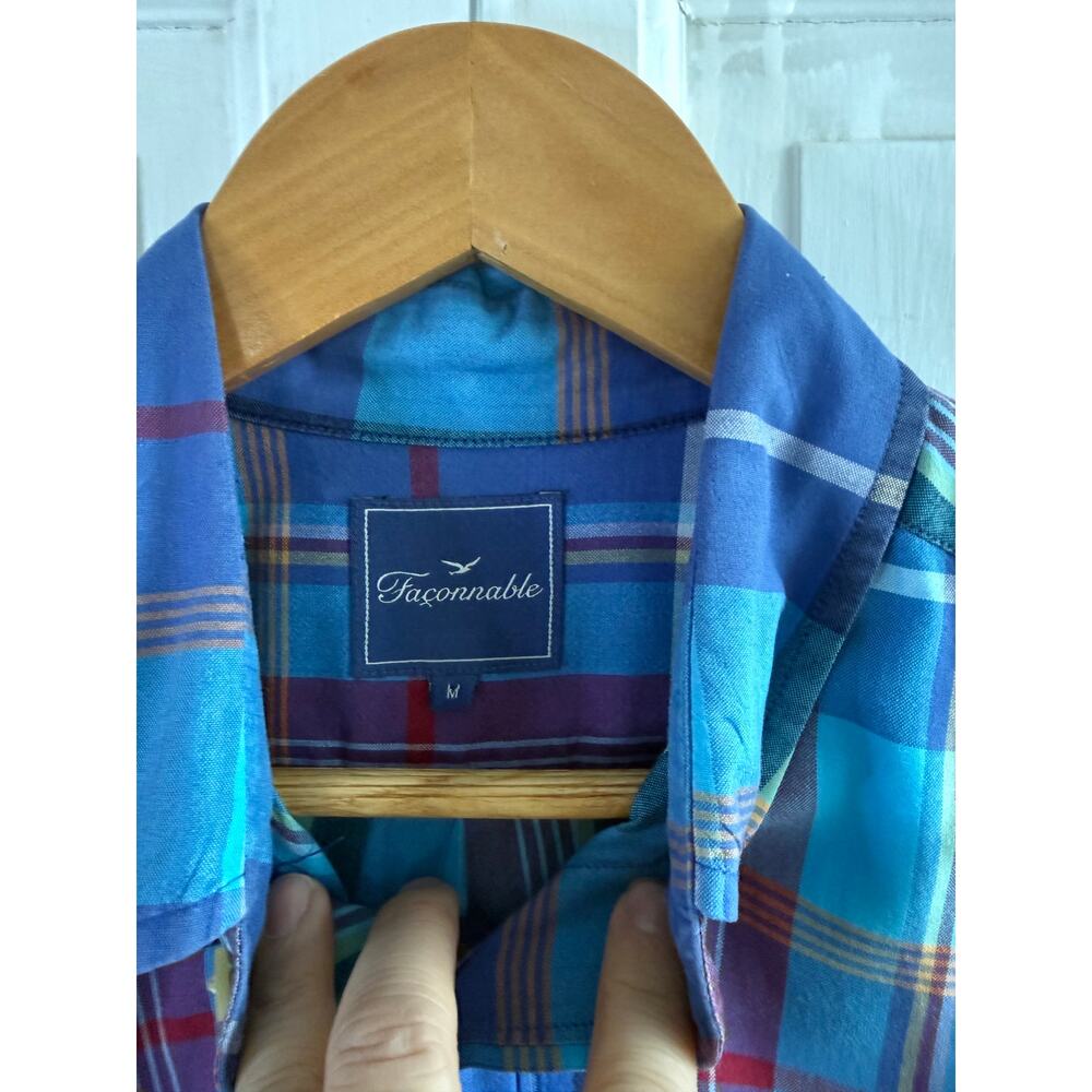 Facconable Short-Sleeve, Button-Down, Plaid Shirt… - image 4